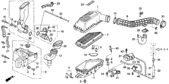 1992 Honda Prelude Element Assembly, Air Cleaner Diagram for 17220-P13-000