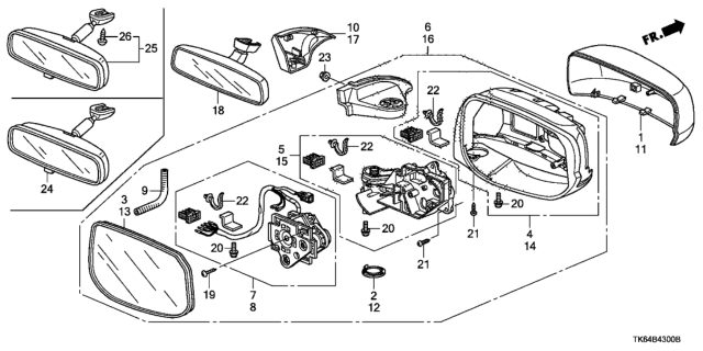 2012 Honda Fit Mirror Sub-Assembly, Passenger Side (R1400) (Coo) Diagram for 76203-TK6-305