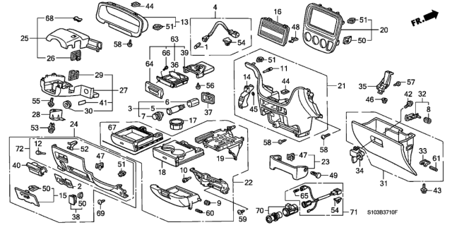 1998 Honda CR-V Instrument Garnish Diagram