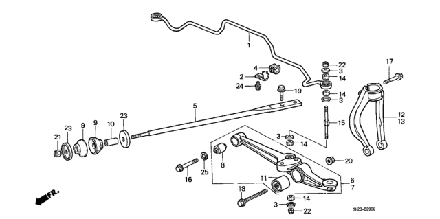 1988 Honda CRX Fork, L. FR. Fork Diagram for 51821-SH3-000