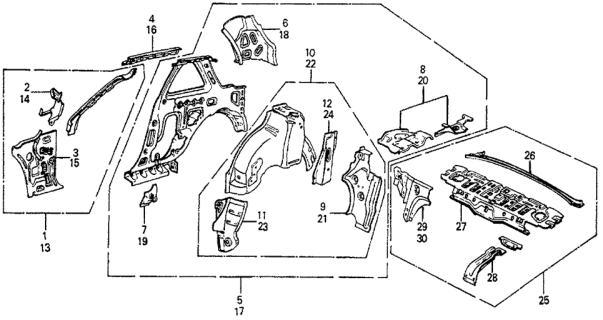 1987 Honda Prelude Support, R. RR. Shelf Diagram for 70580-SB0-300ZZ