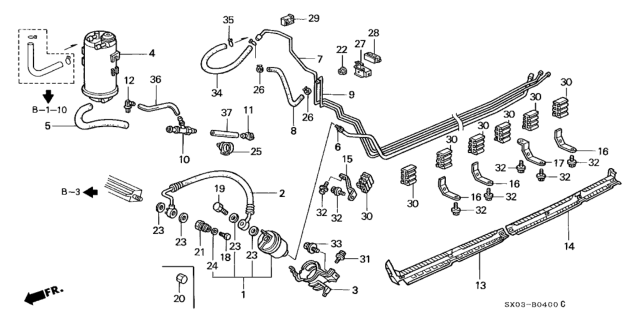 1996 Honda Odyssey Canister Assembly Diagram for 17300-SX0-A31