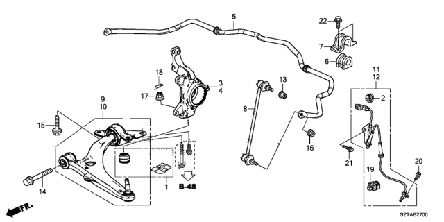 2013 Honda CR-Z Arm Assembly, Right Front (Lower) Diagram for 51350-SZT-A03