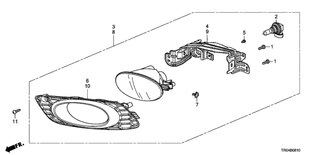 2012 Honda Civic Foglight Assembly, Right Front Diagram for 33900-TR7-A01