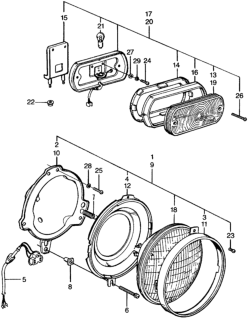 1976 Honda Civic Light Assy., R. FR. Combination Diagram for 33310-634-660