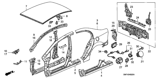 2009 Honda Civic Panel Set, L. RR. (Outer) (DOT) Diagram for 04646-SNA-A90ZZ