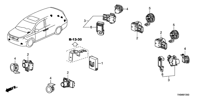 2011 Honda Odyssey Sensor Assembly, Parking (Taffeta White) Diagram for 39680-TK8-A01ZB