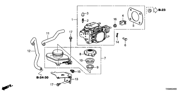 2014 Honda Fit EV Bracket, Brake Reserve Tank Diagram for 46674-TX9-A00