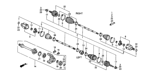 1993 Honda Prelude Joint, Inboard Diagram for 44310-SS0-300