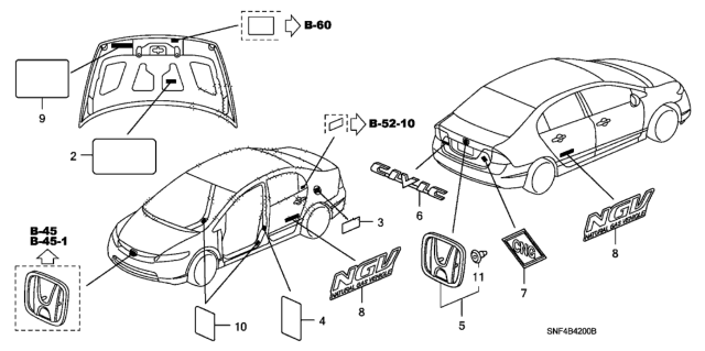 2007 Honda Civic Sticker, Side (Type2) (Ngv) Diagram for 75773-SNF-A00ZD