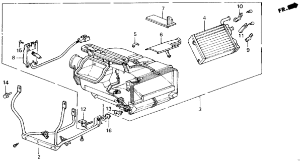 1989 Honda Accord Heater Unit Assy. Diagram for 79100-SE0-G05