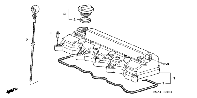 2006 Honda Civic Cylinder Head Cover (1.8L) Diagram