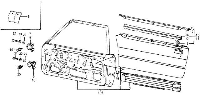 1977 Honda Accord Panel, L. FR. Door Diagram for 75150-671-674ZZ