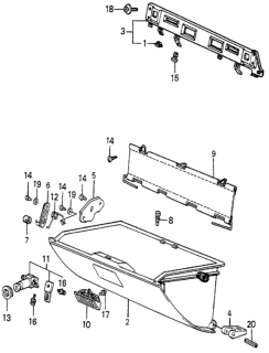 1984 Honda Accord Lock Assy., Glove Box *YR82L* (ARK TAN) Diagram for 66450-SA5-013ZL