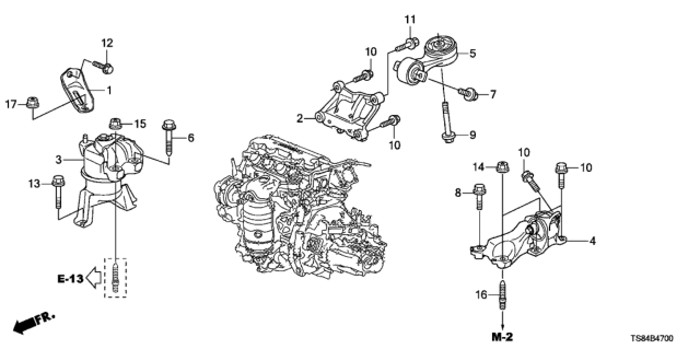 2014 Honda Civic Mounting, Engine Side (MT) Diagram for 50820-TS8-A02
