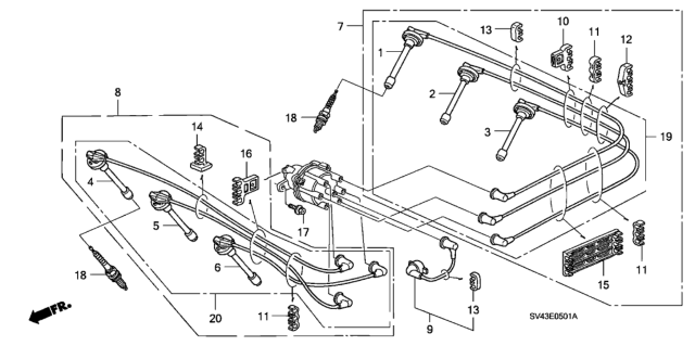 1995 Honda Accord Clamp, Ignition Wire Diagram for 32766-P0G-A00