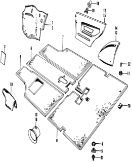 1974 Honda Civic Floor Mat - Side Trim Diagram