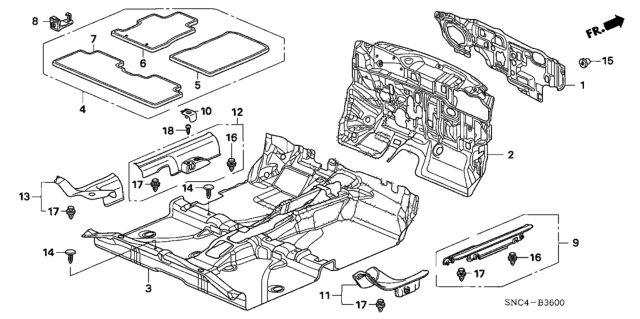 2009 Honda Civic Floor Mat Diagram