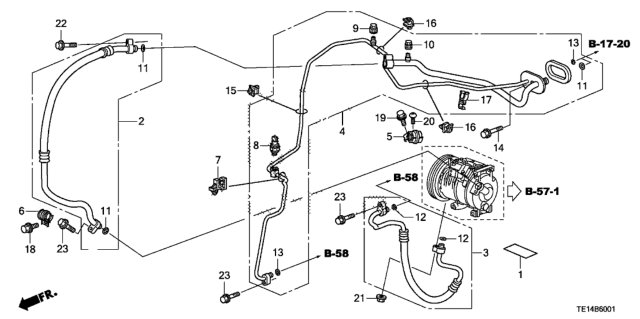 2012 Honda Accord A/C Hoses - Pipes (V6) Diagram