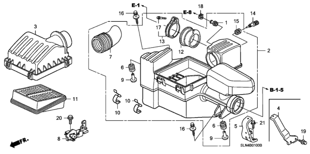 2007 Honda Fit Stay A, Air Cleaner Diagram for 17215-PWC-000