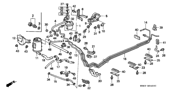 1993 Honda Civic Pipe, Canister Drain Joint Diagram for 17742-SR3-931
