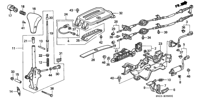 1997 Honda Accord Collar, Select Lever Diagram for 54123-SV1-A80