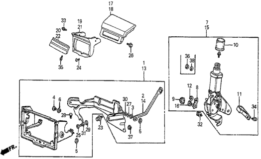 1985 Honda Prelude Retractable Assy., L. Headlight Diagram for 33250-SF0-003