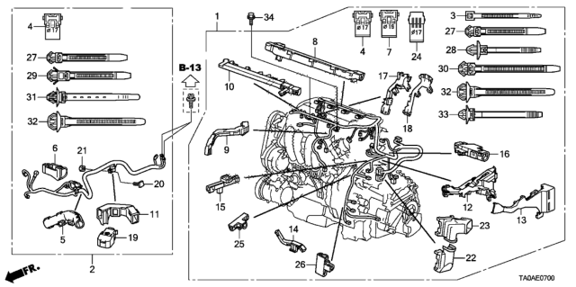 2012 Honda Accord Engine Harness Diagram for 32110-R40-A53