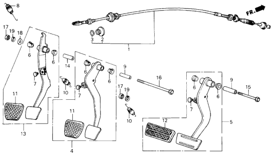 1985 Honda Civic Brake Pedal - Clutch Pedal Diagram