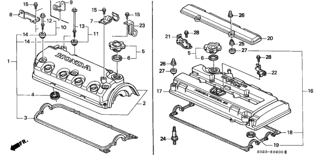 1996 Honda Civic Cover, Cylinder Head Diagram for 12310-P2A-000