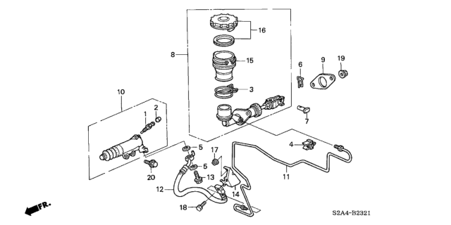 2005 Honda S2000 Pipe Assembly, Clutch Diagram for 46960-S2A-A02