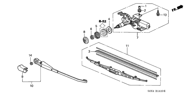 2003 Honda Odyssey Blade, Rear Windshield Wiper (425Mm) Diagram for 76730-S0X-A01