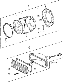 1981 Honda Civic Headlight Assembly, Driver Side Diagram for 33150-SA0-673