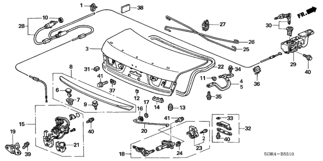 2005 Honda Accord Hybrid Cable, Trunk & Fuel Lid Diagram for 74880-SDA-405