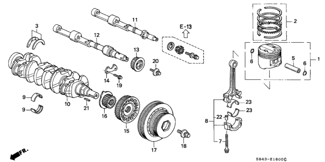 1999 Honda Accord Crankshaft - Piston Diagram