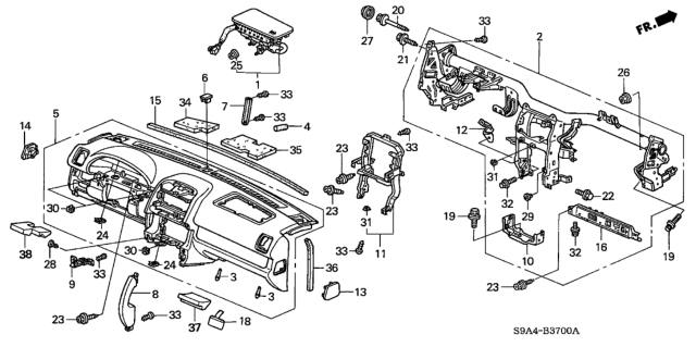 2004 Honda CR-V Panel, Instrument *YR202L* (DARK SADDLE) Diagram for 77102-S9A-A01ZB