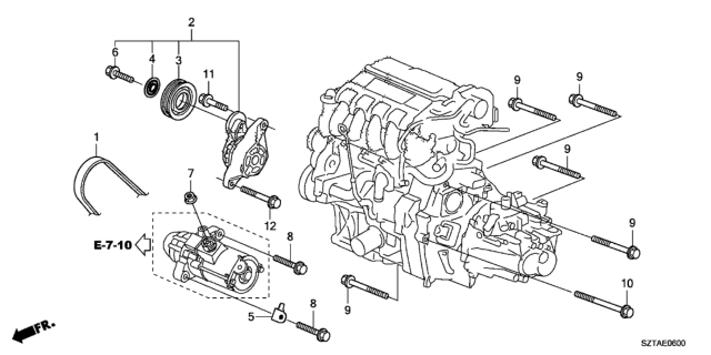2014 Honda CR-Z Cover, Bearing Diagram for 31185-RBJ-003