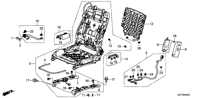 2016 Honda CR-Z Frame, R. FR. Seat Diagram for 81126-SZT-A02