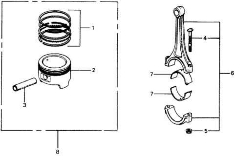 1978 Honda Accord Ring Set, Piston (Std) Diagram for 13011-657-674