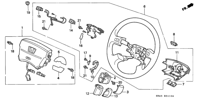 1994 Honda Civic Wheel, Steering (Mystic Brown) Diagram for 78510-SR4-A03ZE