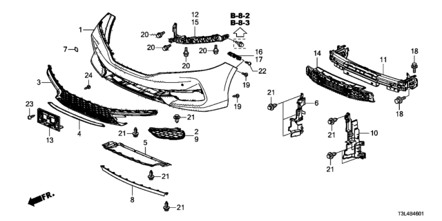 2016 Honda Accord Grille, Front Bumper (Lower) Diagram for 71103-T3L-A61