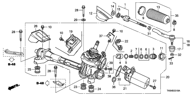 2011 Honda Fit End, Driver Side Tie Rod Diagram for 53560-TF0-003