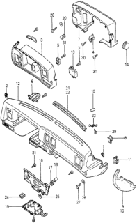 1980 Honda Prelude Rubber, Instrument Panel Mounting Diagram for 66847-634-000