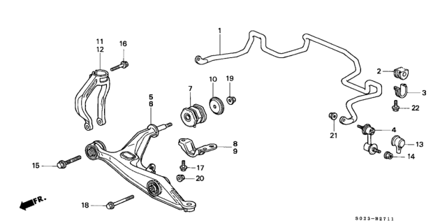1999 Honda Civic Arm Assembly, Right Front (Lower) Diagram for 51350-S04-A10