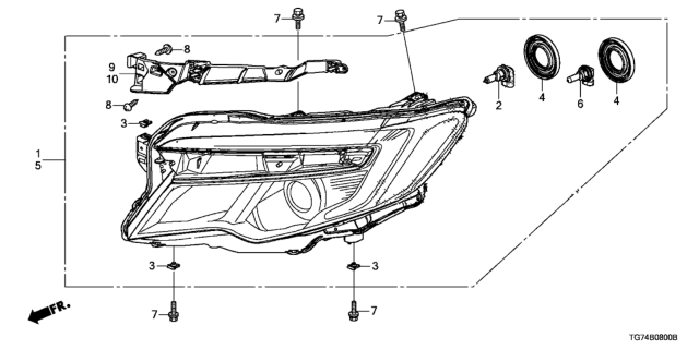 2016 Honda Pilot Bracket, R. Headlight Diagram for 33105-TG7-A01