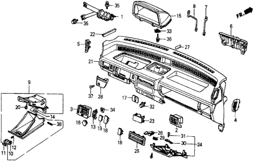 1986 Honda Civic Garnish, R. Side Defroster *NH89L* (PALMY GRAY) Diagram for 64451-SB6-010ZH