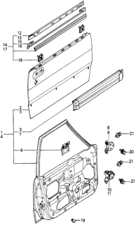 1981 Honda Accord Panel, R. FR. Door Diagram for 75110-688-673ZZ