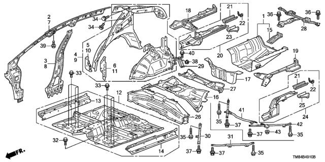 2011 Honda Insight Pillar, R. FR. (Inner) Diagram for 64115-TM8-A01ZZ