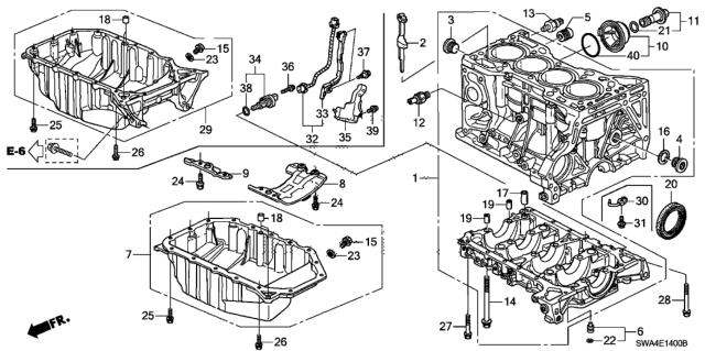 2011 Honda CR-V Cylinder Block - Oil Pan Diagram