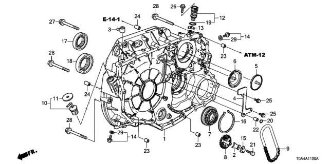 2015 Honda CR-V Case Complete, Torque Converter Diagram for 21110-5LJ-000